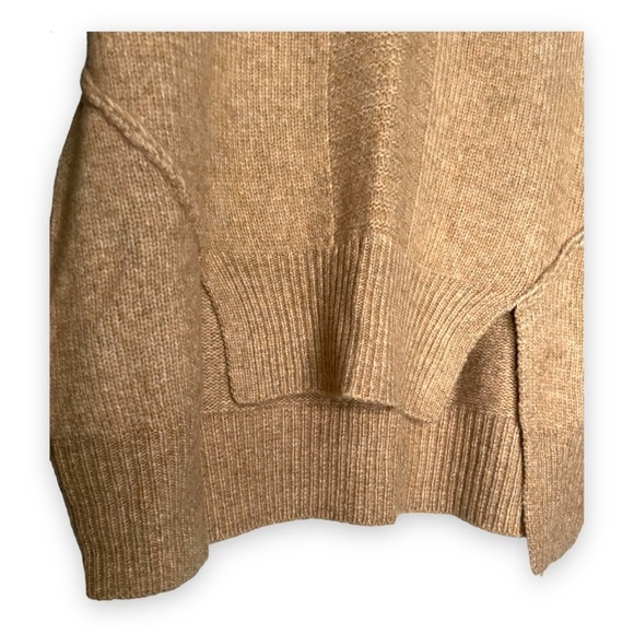 Pink Lily Tan Sweater Soft Comfy Stretchy Unique Notched Hem Small - Picture 2 of 5